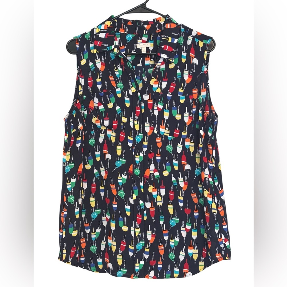 Talbots Multicolor Sleeveless Top with Fun Print